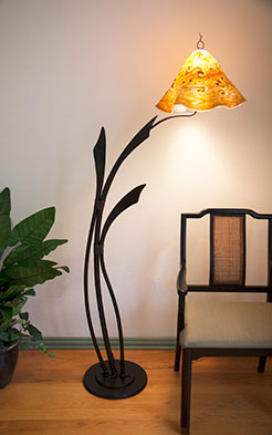 F1-0445 Floor Lamp with Glass Shade by Jeff Benson 