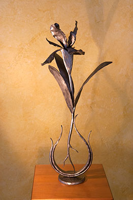 S1-0444 Unfolding Iris Sculpture by Jeff Benson 